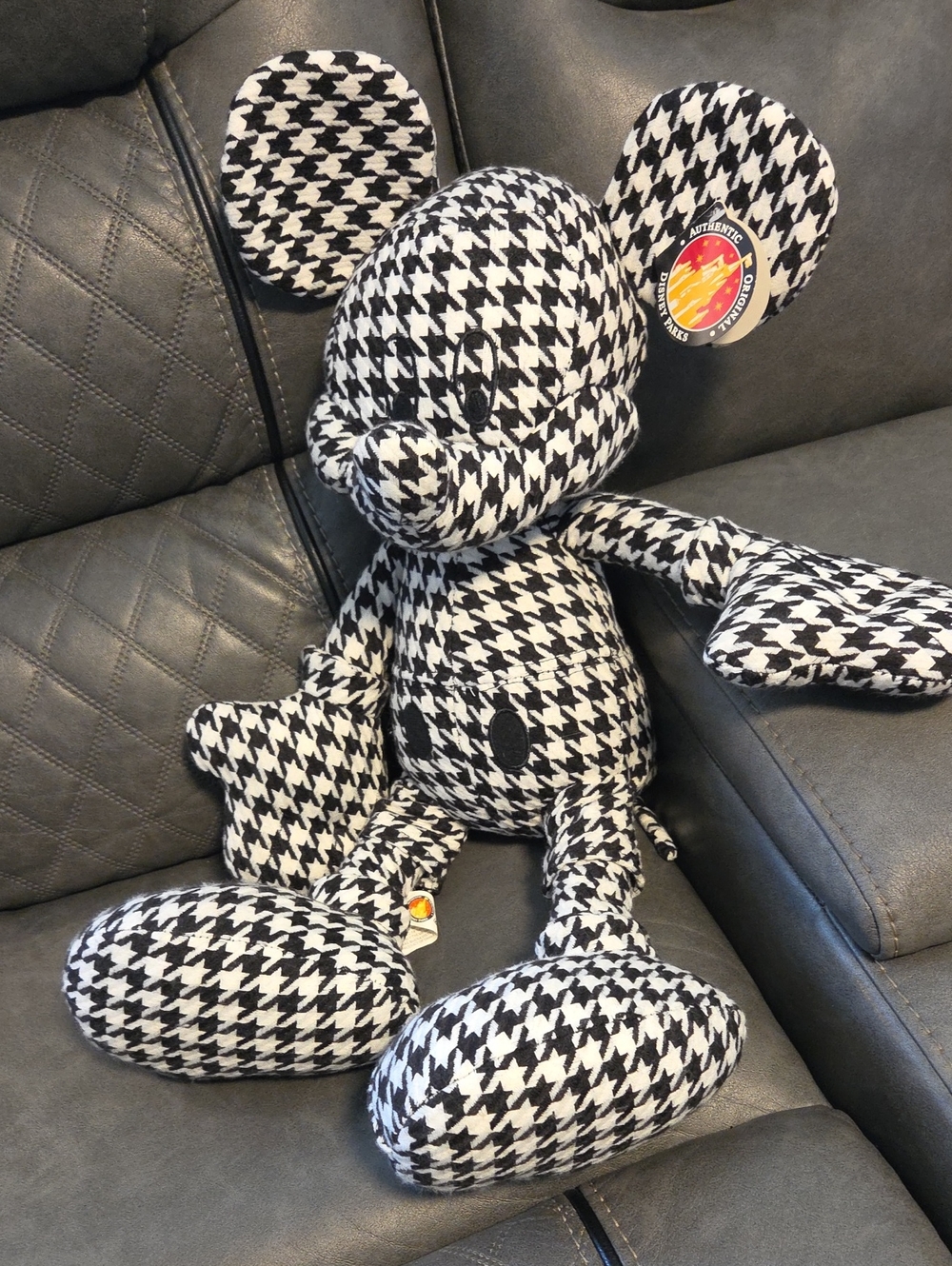 Disney Houndstooth Plush Mickey Mouse - Black & White